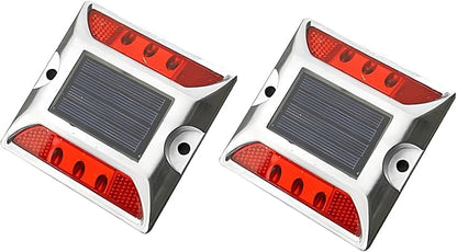 Wokyo 2PCS Solar Ground Lights, Waterproof Outdoor lamp Bolt Road Light for Entrance Driveway Road (Red)