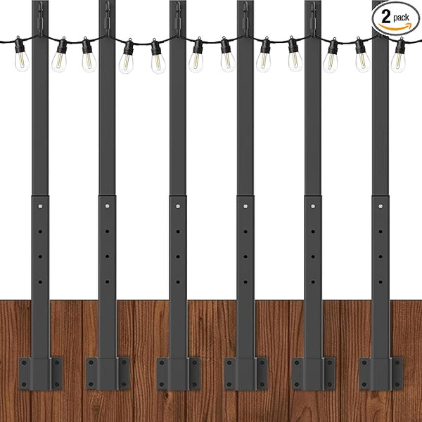 6 Pack String Light Poles,2.8Ft Metal Poles for Outdoor String Lights,Outdoor Light Poles with Post,Poles/Stand for | Lumora