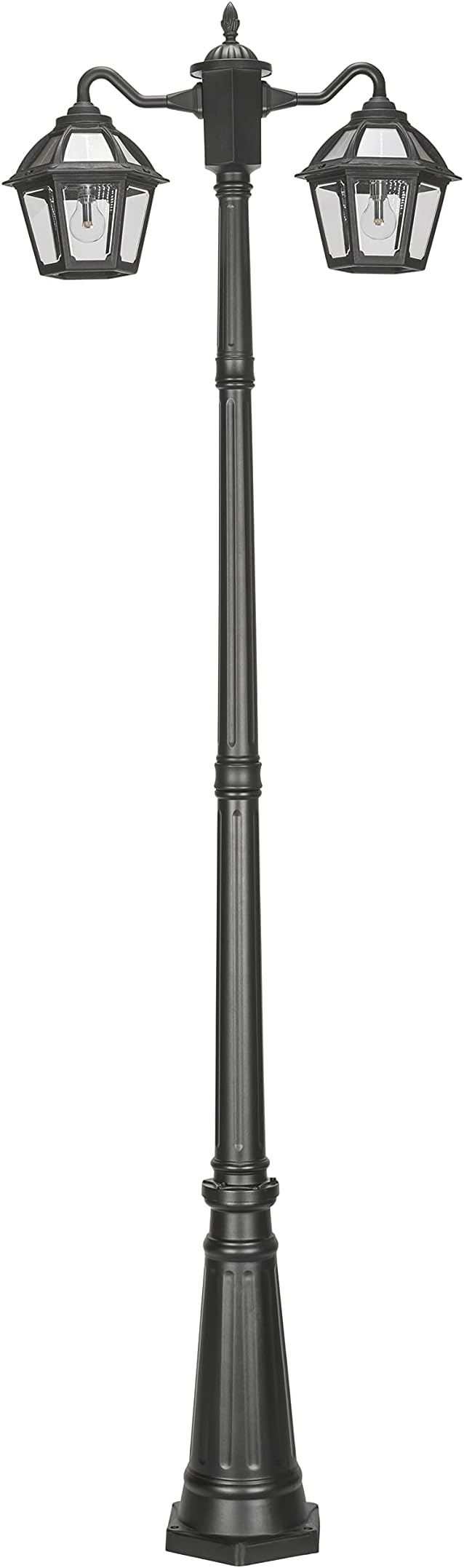 Gama Sonic Polaris Double Head Lamp Post (177B50002), Black Finish - Outdoor Path Light | Lumora