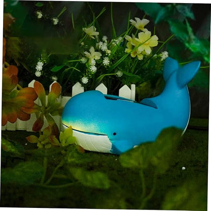 MERRYHAPY Solar Whale Decor Led Light Resin Garden Lamp with Polycrystalline Solar Panel for Outdoor Lawn and Patio Decor Adorable Night Light