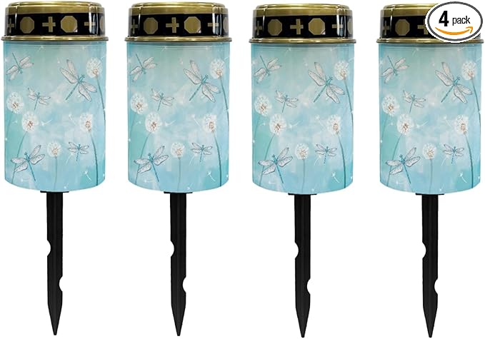 Solar Pathway Lights Outdoor,Taraxacum Mongolicum Solar Garden Lights Outdoor Waterproof Landscape Lighting for Yard,Dragonfly Blue Solar-Powered Fairy Lights