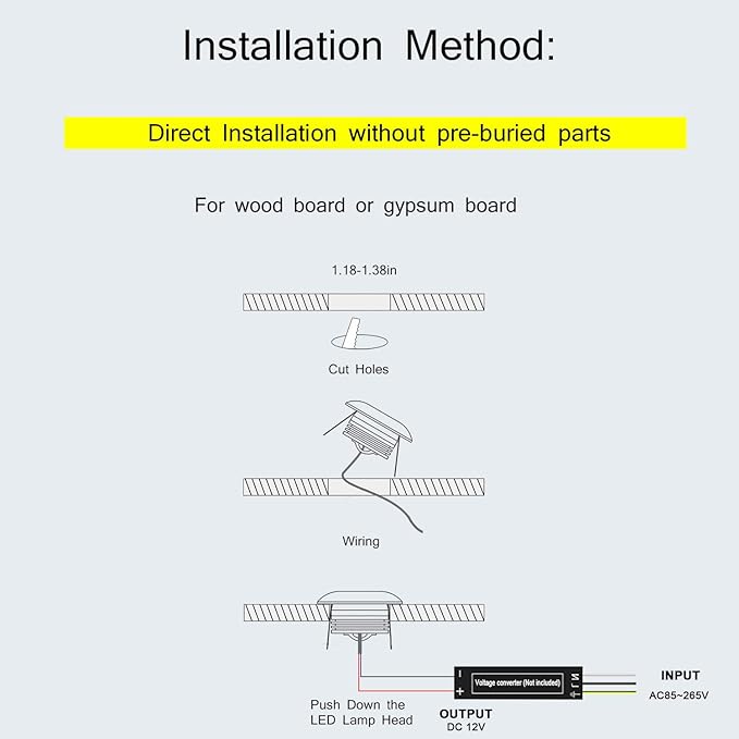 Recessed LED Deck Step Lights 6 Packs, 1W Low Voltage Mini Well Lights 3000K Warm White, Outdoor IP65 Waterproof Micro In-ground Light for Stairs, Patio, Handrail, Fence, Wall Corner, DC12V-24V