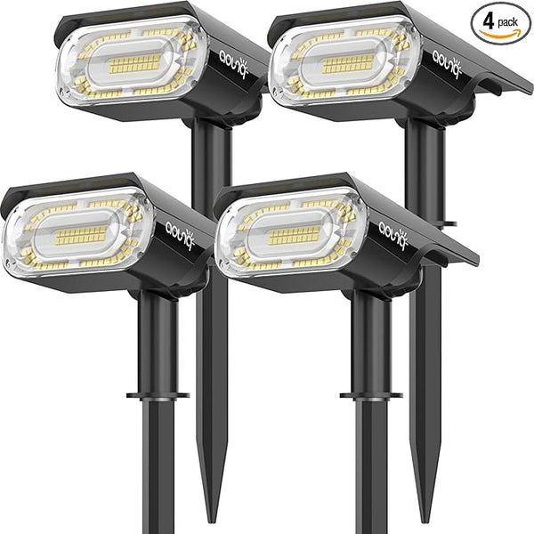 Solar Spot Lights Outdoor 1000 Lumens, 64 LEDs IP67 Waterproof Landscape Lighting with 4 Modes - 2-in-1 Solar | Lumora