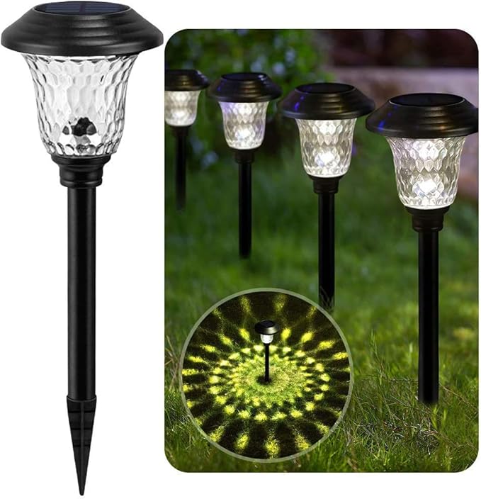 BEAU JARDIN 8 Pack Solar Pathway Lights Black 8 Pack Solar Pathway Lights Brown
