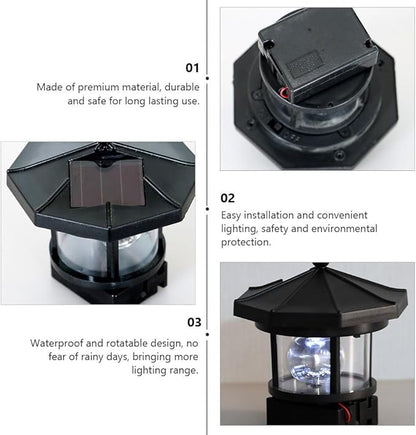 Hemoton Outdoor Solar Lights,Rotatable LED Solar Lighthouse,Outdoor Light Beacons Tower,Waterproof Walkway Lights, Garden Lights Lawn Lantern,Lamp Towers for Garden Yard Outdoor Decor