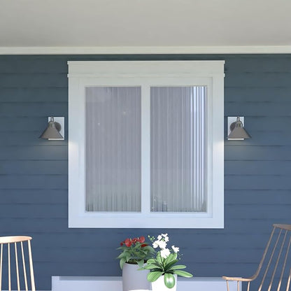 VAXCEL Outland 9 in. H 1-Light Brushed Pewter Dusk to Dawn Sensor Farmhouse Outdoor Wall Sconce, Gooseneck Metal Shade, LED Compatible, Dark Sky Compliant for Exterior Porch Patio Front Door or Garage
