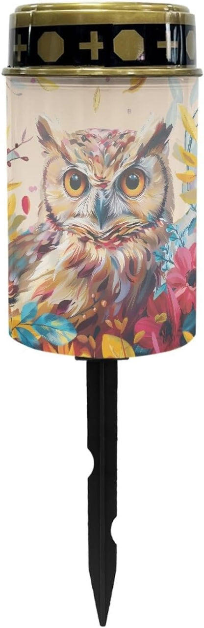 Owl Floral Outdoor Solar Pathway Lights,Warm White LED Lantern Garden Lights Solar Powered Walkway Lights Waterproof Landscape Decoration Lighting for Yard Patio Driveway Table