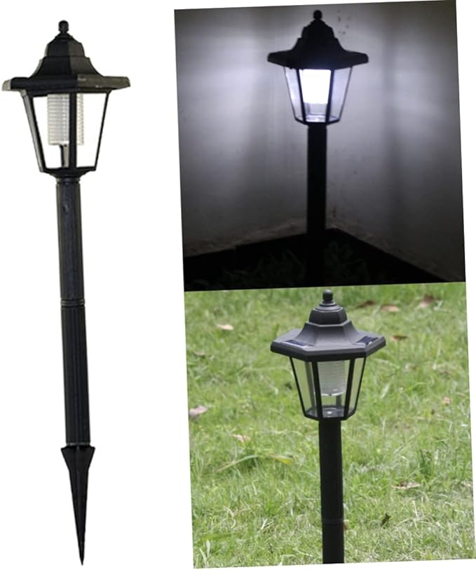 2 Pcs Solar Powered LED Lawn Lights Hexagonal Landscape Pathway Lighting for Garden Patio Outdoor White Light