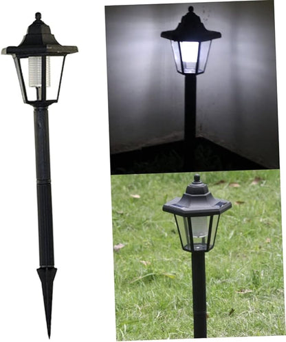 2 Pcs Solar Powered LED Lawn Lights Hexagonal Landscape Pathway Lighting for Garden Patio Outdoor White Light