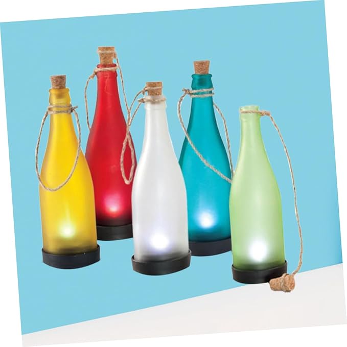 5 Pcs Solar Bottle Lights Led Plastic Waterproof Outdoor Garden Yard Patio Pathway Lights for Christmas Halloween Weddings Random