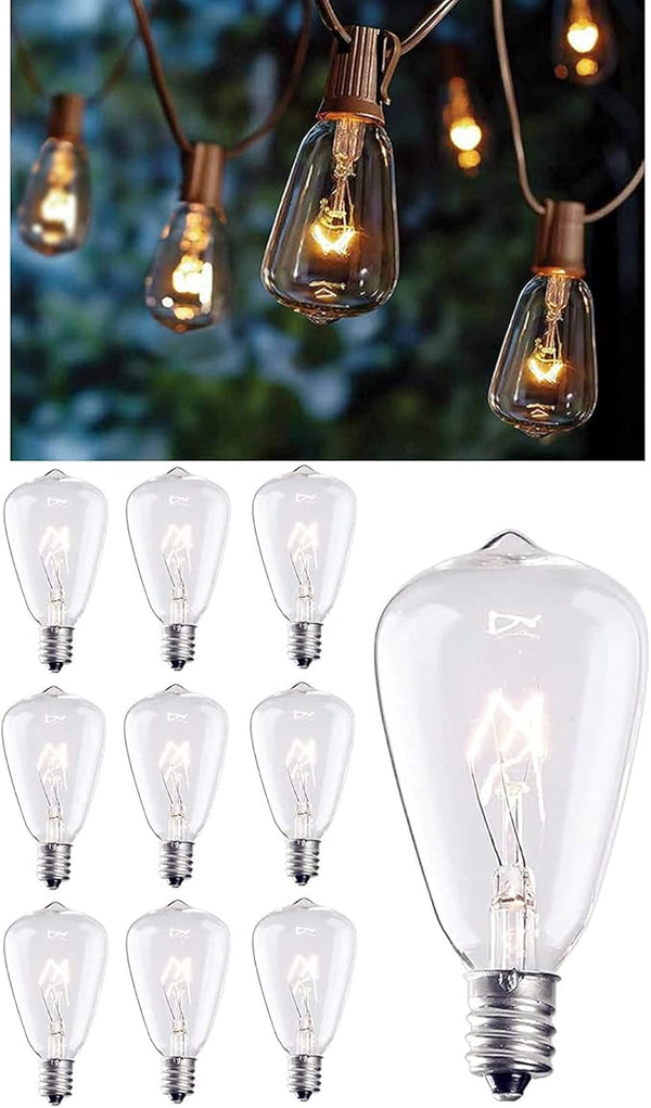 SUNSGNE 10Ft Outdoor Patio String Lights with 10 Clear Edison Bulbs & 10 Pack Edison Replacement Light Bulbs, 7 | Lumora