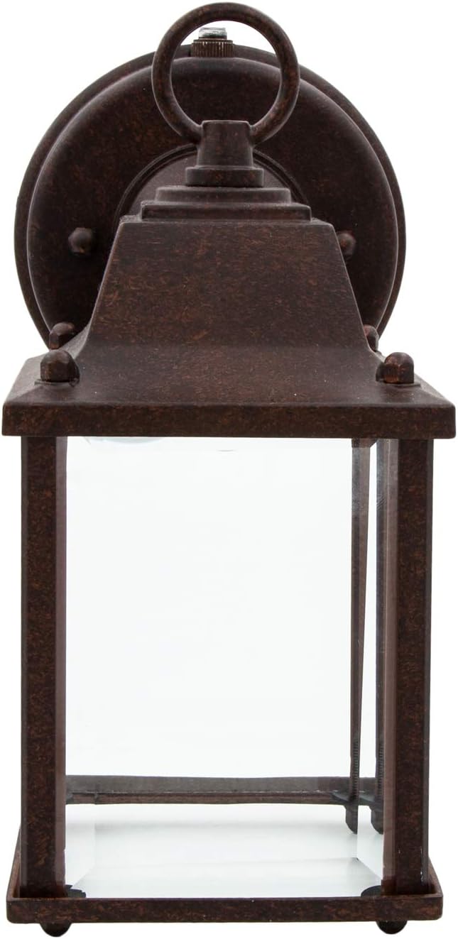 Maxxima LED Porch Lantern Outdoor Wall Light - Aged Bronze with Clear Glass, 3000K Warm White, 650 Lumens, Dusk to Dawn Photocell Light Sensor, Patio or Porch Sconce Fixture, Exterior Lighting - Brown