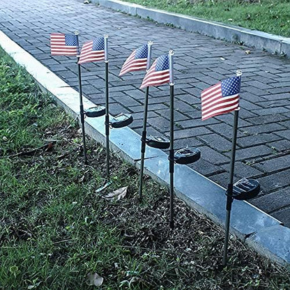 Solar Lights Outdoor, Outdoor Led Pathway Landscape Solar Lights Solar Powered Garden Lights American Flag Shaped Decor Stake Lights for Yard Patio Walkway Pathway (2 Pieces)