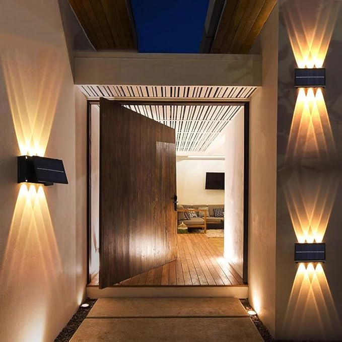Solar Wall Lights Outdoor,Cordless,Waterproof IP65 Wall Sconce, Up and Down Lamp, Bright Wall Sconce Deck Light for | Lumora