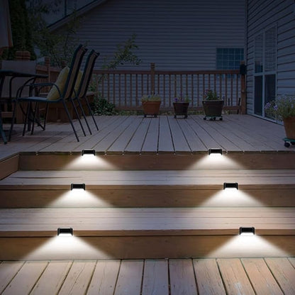 Veemoon 5pcs Waterproof Outdoor Solar Step Lights with LED Corridor and Deck Lighting, Plastic Fence and Garden Stair Lights for Patio Walkway and Railing