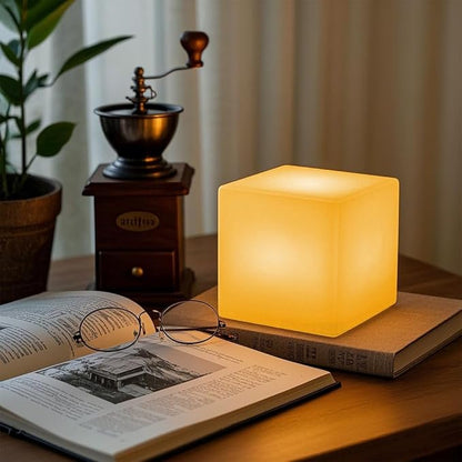 4-inch Dimmable LED Cube Night Light for Kid, 16 RGB Color 4 Lighting Effect & 8 Level Dimming Tesseract Cosmic Cube w/Remote, Rechargeable Waterproof Bedside Lamp LED Mood Lamp for Home Nursery Decor