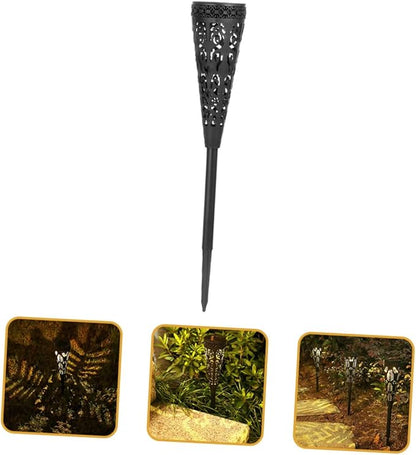 ibasenice 4pcs Solar Pathway Lights Outdoor LED Garden Path Lights Waterproof Solar Powered Lawn Lighting for Patio Yard Decor Warm White