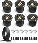 Gardenreet Brass Low Voltage In Ground Lights Kit(6 Pack) with MR16 Bulb & 100Feet Wire & Connectors, 12V AC/DC LED | Lumora