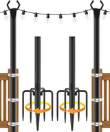 String Light Poles,Metal Poles for Hanging Outdoor Light Strings,2 Pack 10 FT Light Poles Stand for Outside | Lumora