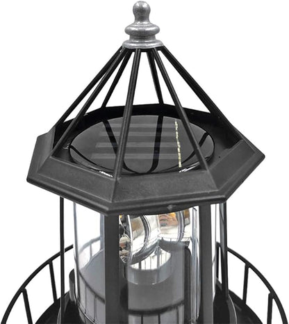 Hyuduo LED Solar Rotating Lighthouse Light Pillar Lights Solar Garden Lights Outdoor Garden Decoration Lantern for Column Lamp Lawn Light Wall Headlight