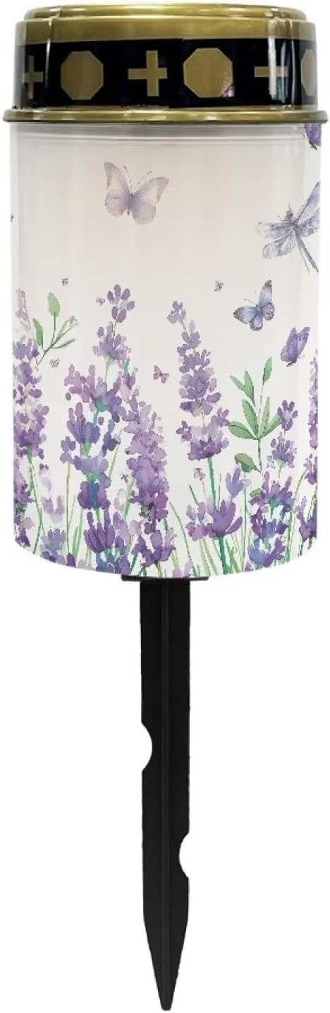 Purple Floral Cemetery Solar Lights Solar Yard Lights for Cemetery Solar Lights Grave Decorations for Cemetery Mom Solar Outdoor Lights Waterproof Sympathy Memorial Lights