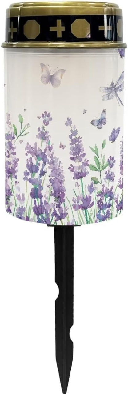 Purple Floral Cemetery Solar Lights Solar Yard Lights for Cemetery Solar Lights Grave Decorations for Cemetery Mom Solar Outdoor Lights Waterproof Sympathy Memorial Lights
