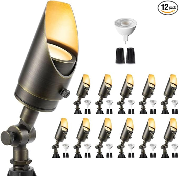 Gardenreet Die-Cast Brass Spot Light LED - Outdoor 12V Uplighting Waterproof, Low Voltage Landscape Lights Metal | Lumora
