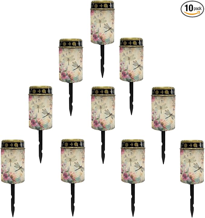 Dragonfly Floral Solar Garden Lights Outdoor Waterproof Pathway Lights Solar Powered,Solar Stake Lights for Yard Patio Driveway Lights Outdoor Landscape Lighting