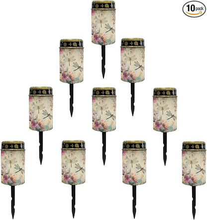 Dragonfly Floral Solar Garden Lights Outdoor Waterproof Pathway Lights Solar Powered,Solar Stake Lights for Yard Patio Driveway Lights Outdoor Landscape Lighting