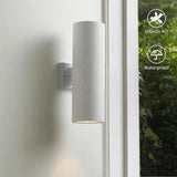 mirrea 18" Modern Outdoor Porch Light Patio Light in 2 Lights with Aluminum Cylinder and Tempered Glass Cover | Lumora