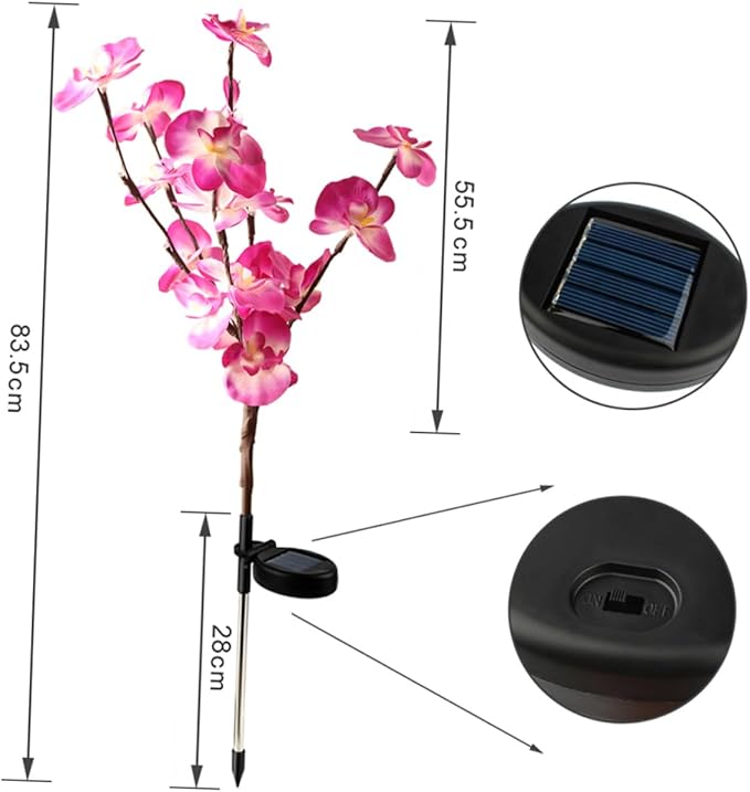 Mipcase 2pcs Orchid Shape Solar Garden Lights Outdoor Solar Pathway Lamp for Driveways Walkways Yards Energy Saving Easy to Install Purple Decorative Landscape Lighting
