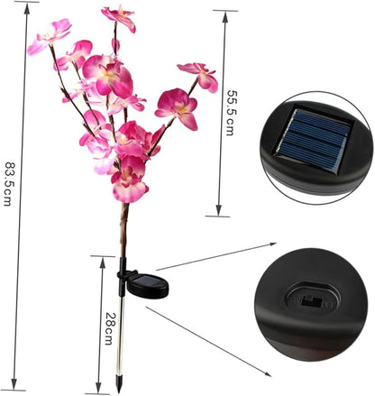 Mipcase 2pcs Orchid Shape Solar Garden Lights Outdoor Solar Pathway Lamp for Driveways Walkways Yards Energy Saving Easy to Install Purple Decorative Landscape Lighting