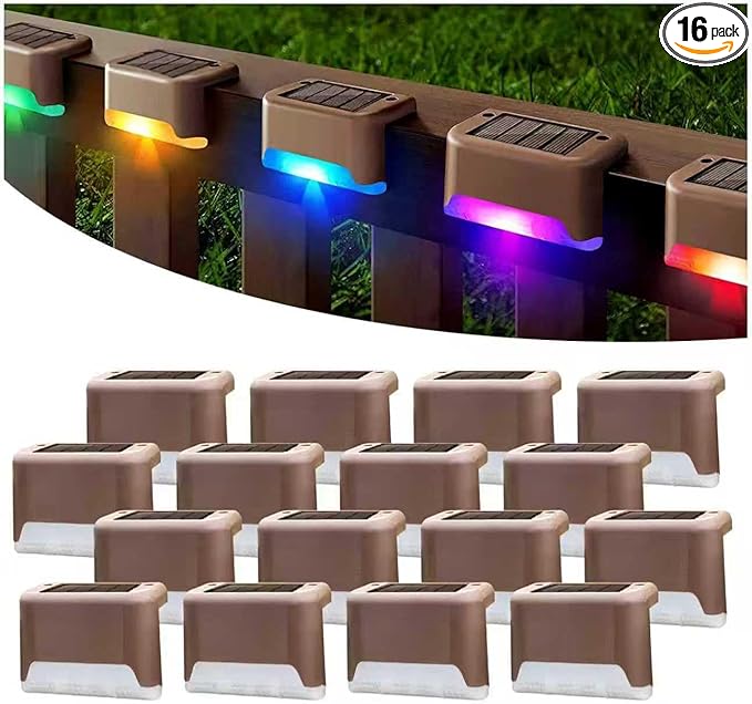 Solar Deck Lights Outdoor 16 Pack,Solar Step Lights Waterproof for Stairs,Step,Patio Front Porch,Backyard | Lumora