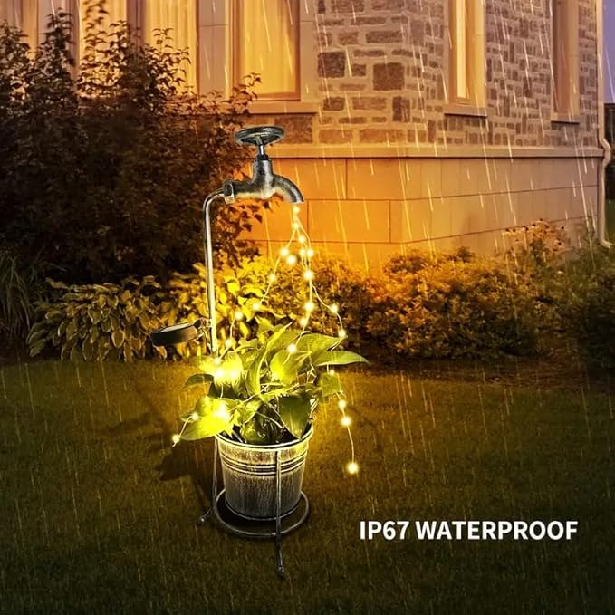 Solar Garden Lights Outdoor Decor, Metal Watering Can Solar Lights Outdoor Waterproof for Yard Lawn Patio Pathway, Decorative Outdoor Decor Gardening Gifts for Women Mom Grandma