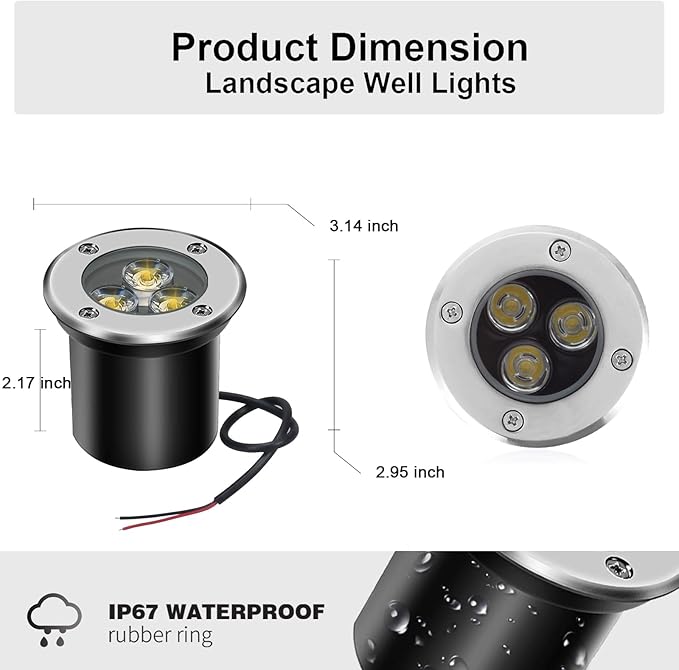 Low Voltage LED In-ground Lights Well Light Landscape Light with Connectors 3W 12V 24V Waterproof IP67 Pathway | Lumora