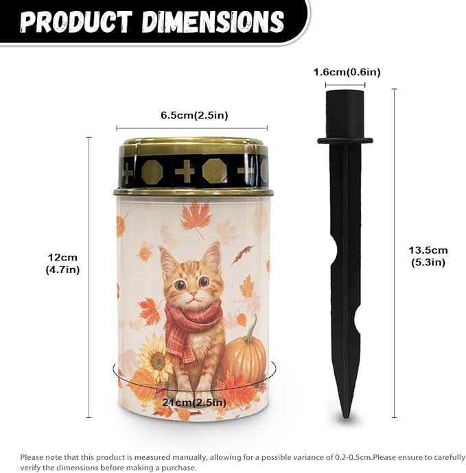 Thanksgiving Cat Solar Garden Lights Walkway Solar Lights Landscape Set of 6 Outdoor Waterproof Thanksgiving Decor Solar Pathway Lights