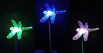 Starry Illuminate 3 PCS Solar Color Changing Style Garden Stake Light Pathway Stake Light (Dragonfly)