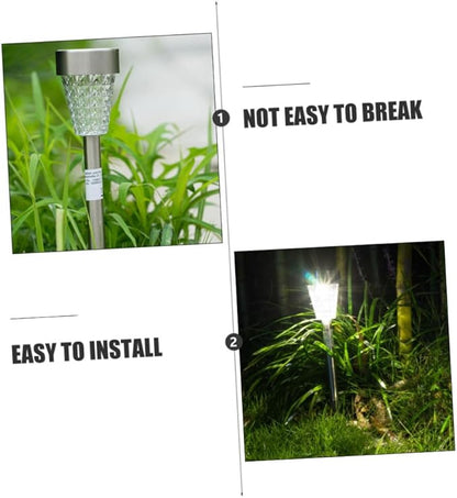 BESPORTBLE Solar Garden Path Light Outdoor Waterproof Stainless Steel Diamond Shape Lawn Inserting Ground Lamp LED Solar Patio Lighting