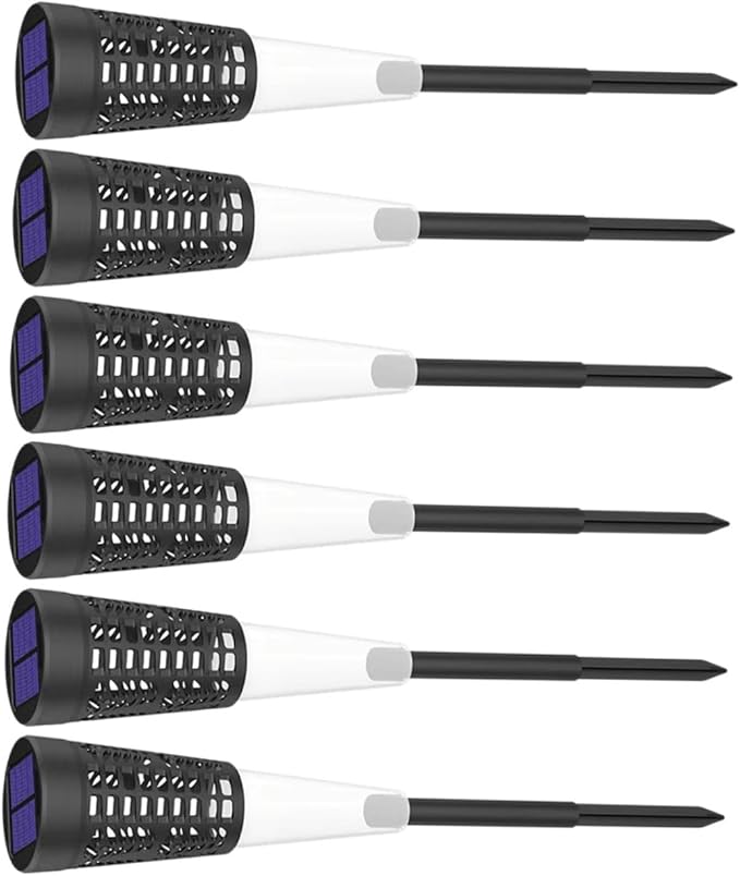 HOMSFOU 6pcs Solar Powered Garden Stake Lights, Hollow Cone Landscape Pathway Lights with Warm and Colorful Led, Outdoor Solar Lawn and Courtyard Decorative Lighting