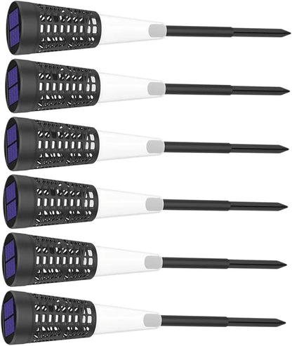 HOMSFOU 6pcs Solar Powered Garden Stake Lights, Hollow Cone Landscape Pathway Lights with Warm and Colorful Led, Outdoor Solar Lawn and Courtyard Decorative Lighting