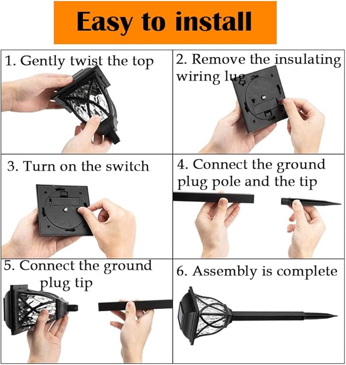 Outdoor Solar Path Lights 4 Pack Solar Garden Lights Yard Landscape Lighting IP65 Waterproof LED Garden Path Lights for Lawn Garden Terrace Walkway Cemetery
