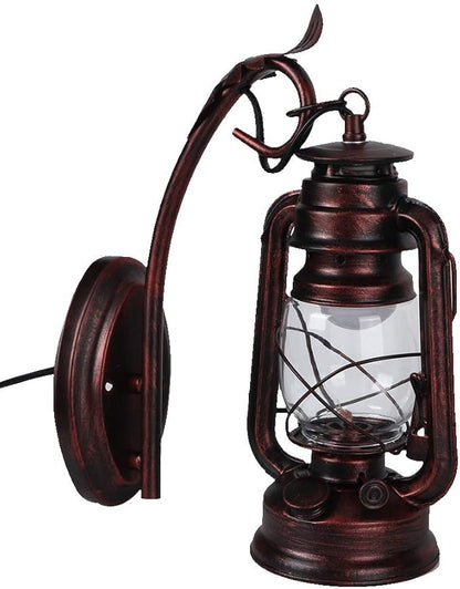 Vintage Wall Lantern Light Lamp Iron Glass High Brightness E27 15x27cm 3W Bulb Indoor Outdoor Corridor Living Room Cafe Bar Antique Decor