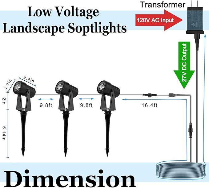 Outdoor Landscape Lighting, 10 Pack Low Voltage LED Landscape Lights，3W 27V Garden Pathway Outdoor SpotLights IP65 Waterproof 3000K Warm White