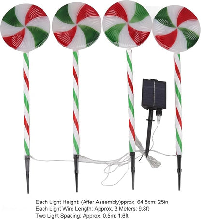 EVTSCAN Outdoor Christmas Decorative Solar Lights, with 8 Modes, LED Christmas Decor Marker Lights, for Holiday, Xmas, Walkway, Sidewalk, Garden,Yard