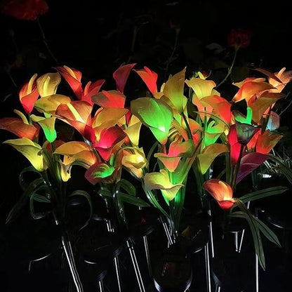 Aolyty Solar Garden Lights Outdoor Decor, Multi-Color Changing LED Solar Calla Lily Flower IP65 Waterpoof Landscape Lghting for Lawn Garden Yard Pathway Decoration (White, 2 Pack)