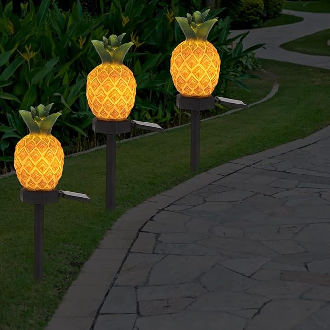 Solar Lights Outdoor, Outdoor Waterproof Solar Garden Lights Lawn Landscape Light, Outdoor Solar Lights Yard Lights Garden Lights for Outside Yard Lawn Walkway Driveway(Pineapple)