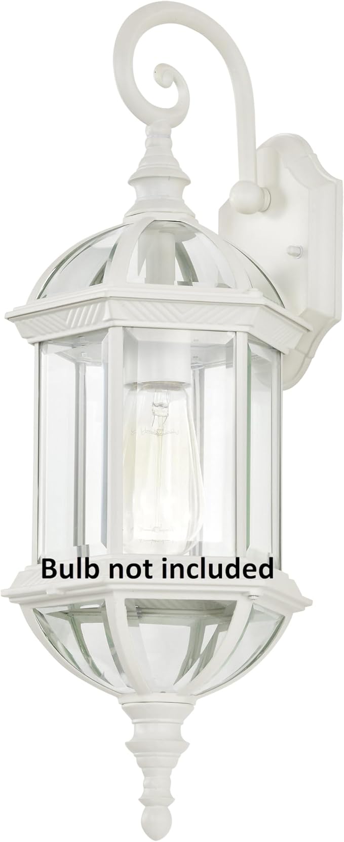 Nuvo Lighting 60/4971 Boxwood One Light Mid-Size One Light Wall Lantern/Arm Up Clear 100 Watt A19 Max. Beveled Glass White Outdoor Fixture, 22-Inches