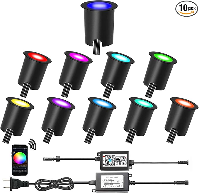 Smart LED Deck Lights Kit WiFi Controlled Color Changeable,Φ1.38“Outdoor IP67 Waterproof Low Voltage Step Lights | Lumora
