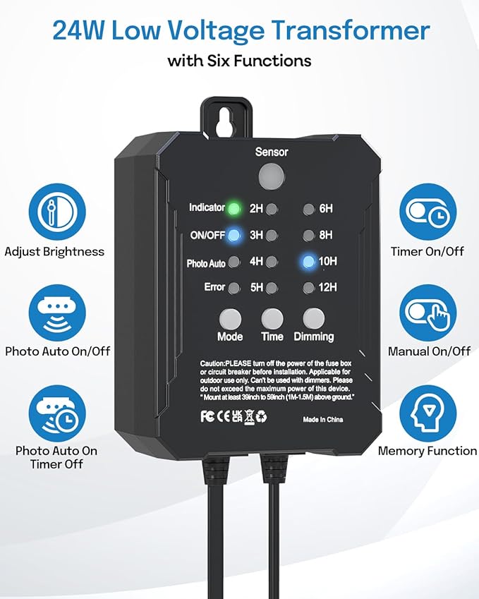 HIBOITEC Low Voltage Deck Lights Kit with Transformer Photocell Sensor and Timer IP67 Waterproof Fence Lights UL | Lumora