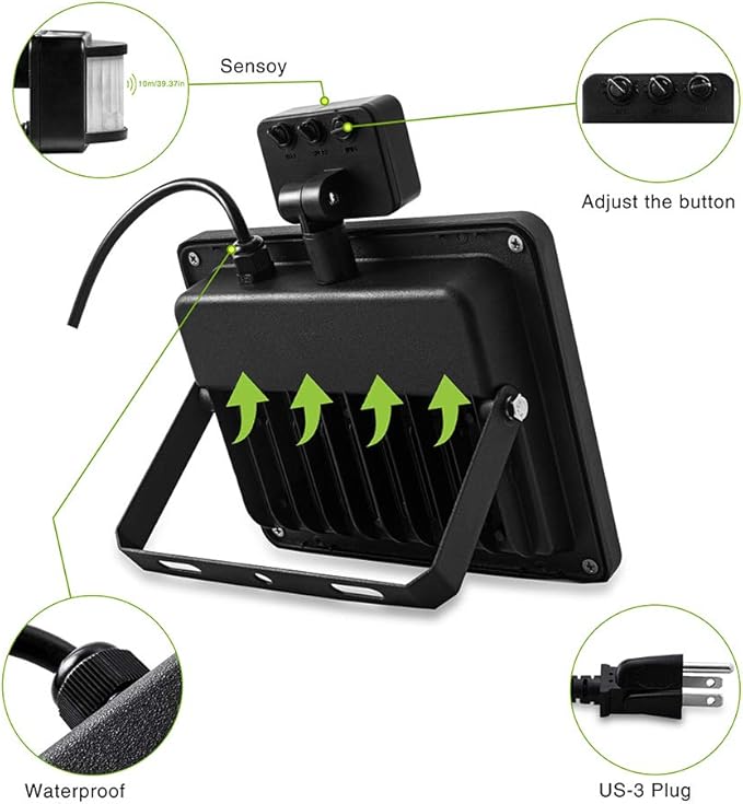 Motion Sensor Flood Light Outdoor,10W Security Light, IP66 Waterproof Outdoor Light,1000LM,6500K Motion Security | Lumora